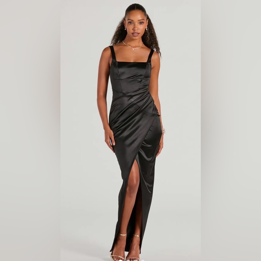 Elegant Black Satin Dress